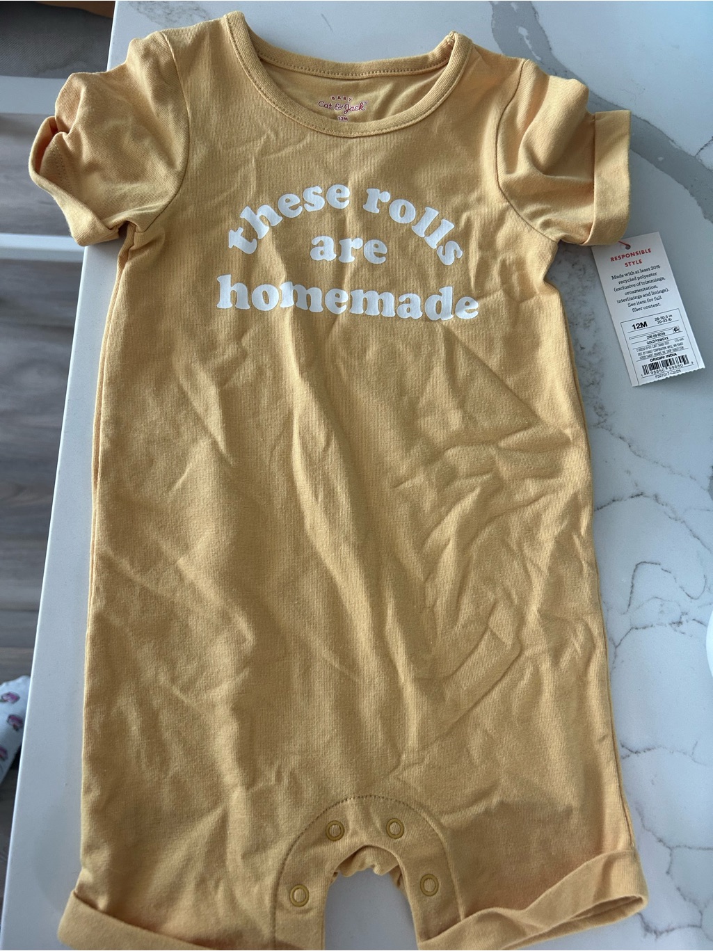 Cat & Jack Yellow Baby Tee With White Graphic